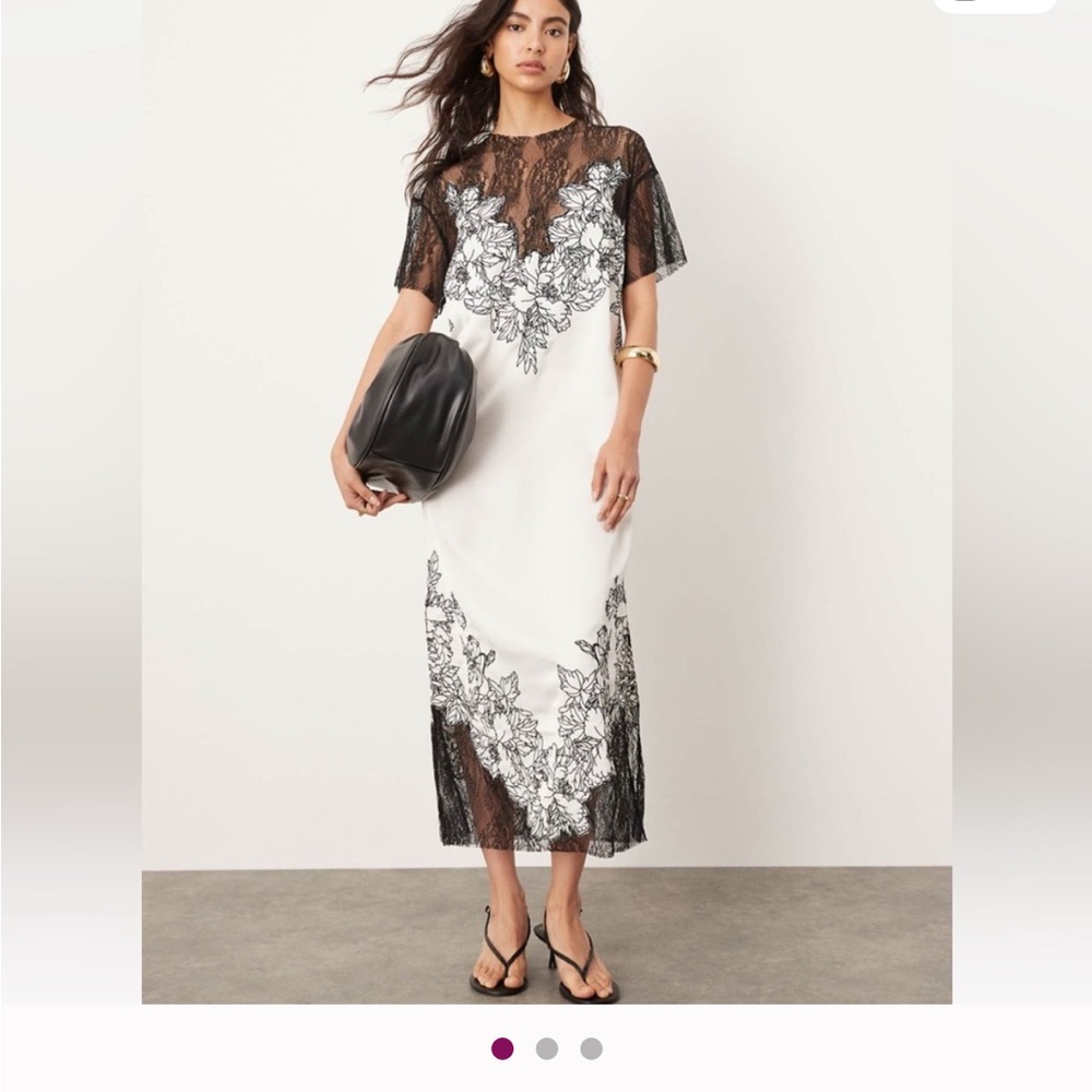 ASOS Black and White Lace Midi Dress